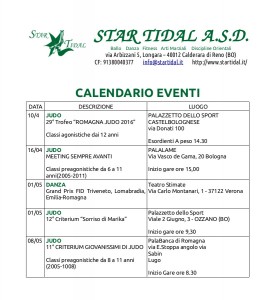 Calendario Star Tidal 2016